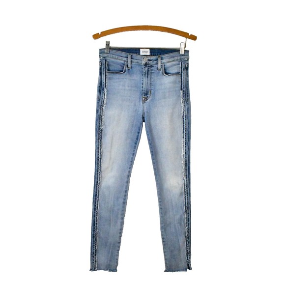 Hudson Barbara High Rise Super Skinny Ankle Jeans Size 27 Fray Raw Hem Cropped - Picture 1 of 14